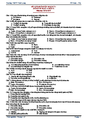 Đề cương ôn tập học kì I Tin học lớp 12 - Năm học 2016-2017